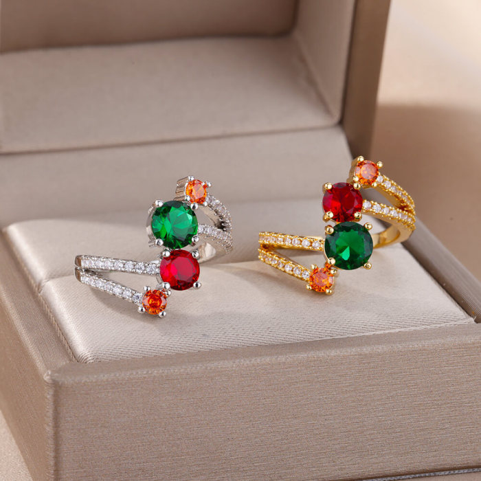 AliExpress New Simple Fashionable Elegant Ins Niche Design Colorful Zircon Ring Versatile Simple Jewelry