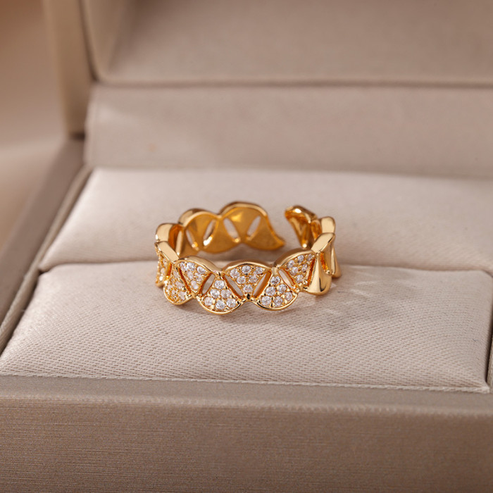 Ins Style New Vintage Multi-layer Wrapped Zircon Bird's Nest Ring Index Finger Ring for Women Personality Geometric Ring