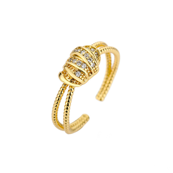 Cross-Border Simple New Knot Line 18K Gold Zircon Ring for Women Infinity Ring Couple Gift Jewelry In Stock