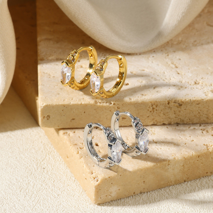 Amazon New Zircon Hoop Earrings for Women, High-End Luxury, Versatile, Simple and Elegant Hoop Earrings Wholesale