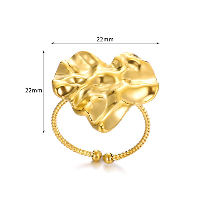 Cross-Border Simple Heart-Shaped Ring Geometric Love Ring European and American Style Love Open Ring Exaggerated Large Ring