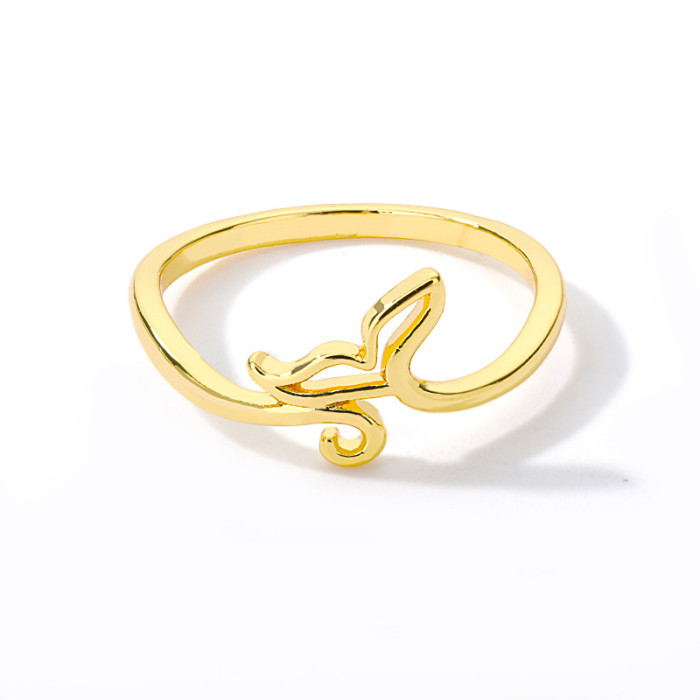 Minimalist Dolphin Tail Ring for Women, 18k Copper Gold-Plated Ring, Manufacturer In Stock, Cross-Border Hand Jewelry