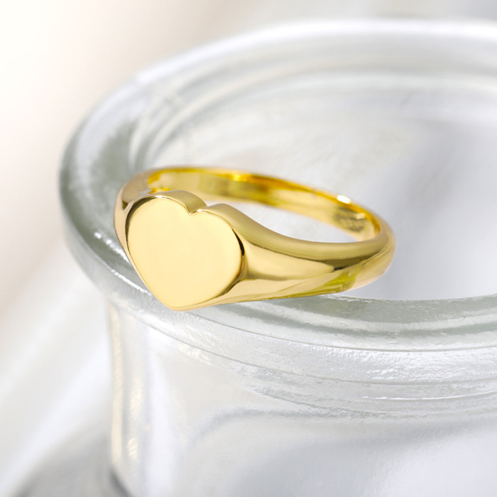 Style Unisex 18K Gold Plated Ring Heart Shape Ring Love Ring Unisex Versatile Jewelry Punk Style One Piece