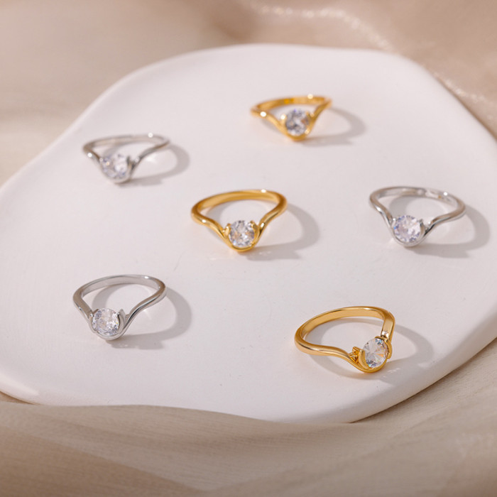 Korean Version Creative Micro Inlaid Zircon Flower Ring Internet Celebrity Girl Petal Ring 18k Gold Plated Ring Source Factory