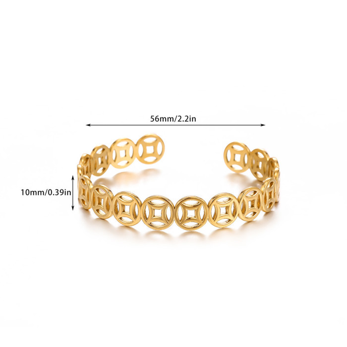 Hot-Selling Stainless Steel Gold Plated Bracelet, Unique Gold Plated Open Vintage French Elegant High-End Titanium St...
