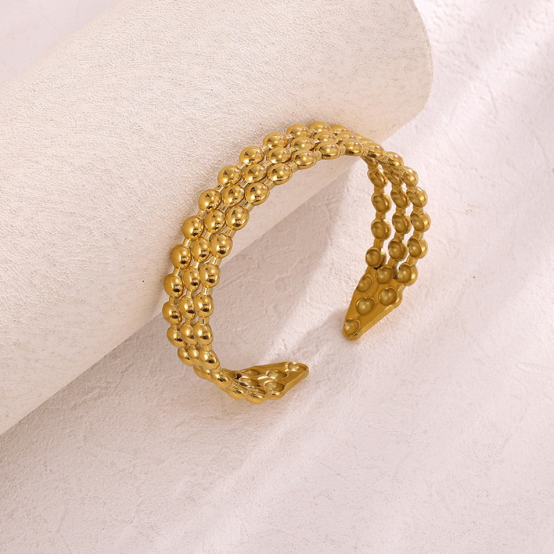 European and American Hot-Selling Stainless Steel Gold-Plated Bracelet, Unique Gold-Plated Open Vintage French Elegant High-End Titanium Steel Jewelry