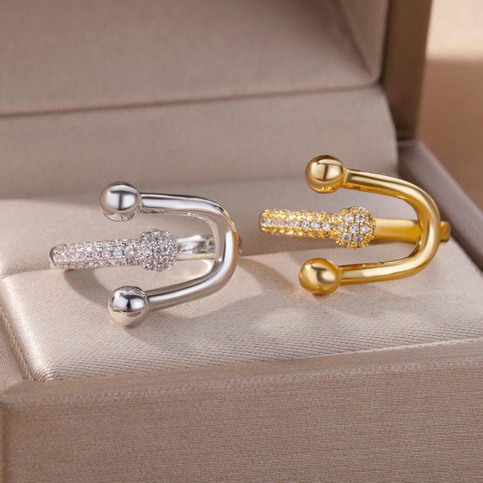 Amazon New Copper Gold Plated Zircon Ring Snake-Shaped Ring Hip-Hop Style Women's Jewelry Open Ring Dropshipping, 24K...