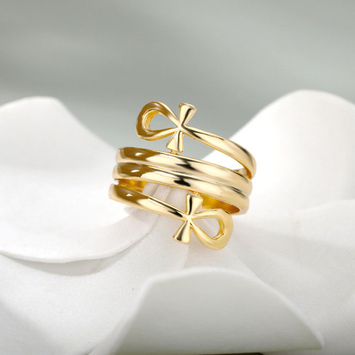 New Double Layer Cross Ring Unisex Couple Ring Double Layer 18K Ring Manufacturer Wholesale