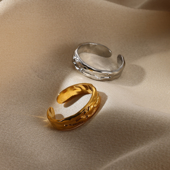 European and American Fashion Personality Design Snake Shape Irregular Curve Geometric Arc Non-Fading Open Ring New Wholesale