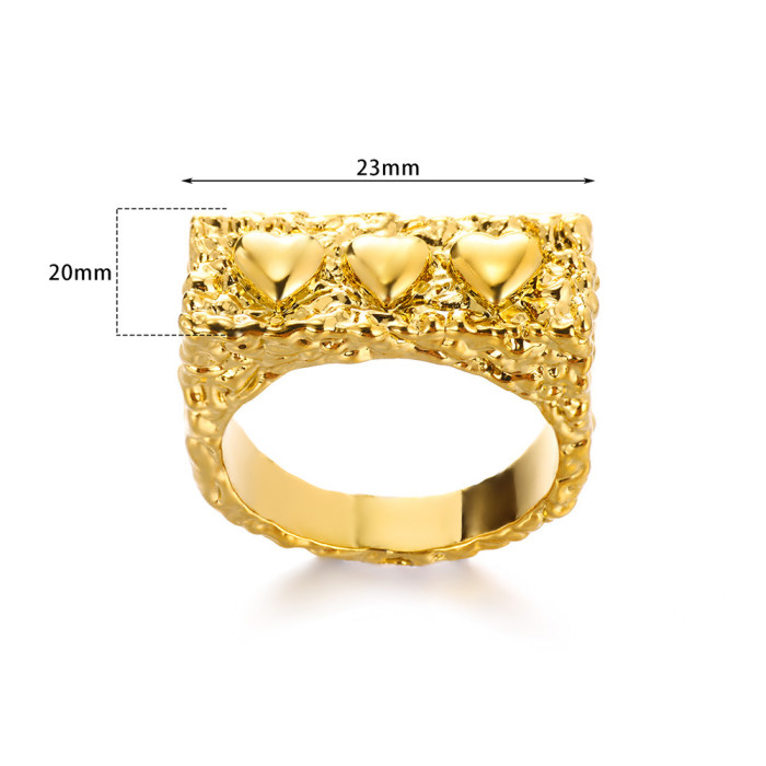European and American New Heart-shaped Ring Irregular Concave-convex Sense Ring Female Personality Open Ring Ring Manufacturer Dropshipping