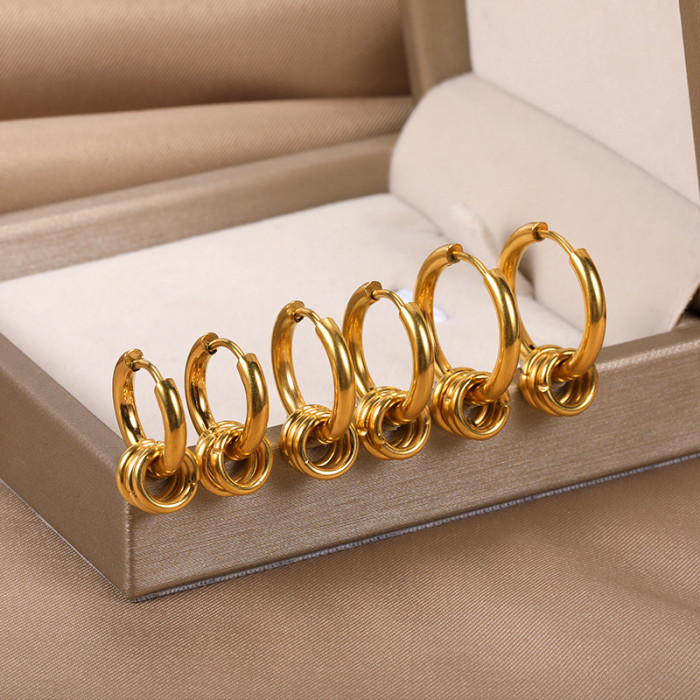 Minimalist Personality Smooth Circle Stacked Small Hoop Earrings Jewelry 18K Gold Plated Unisex Couple Hoop Earrings...