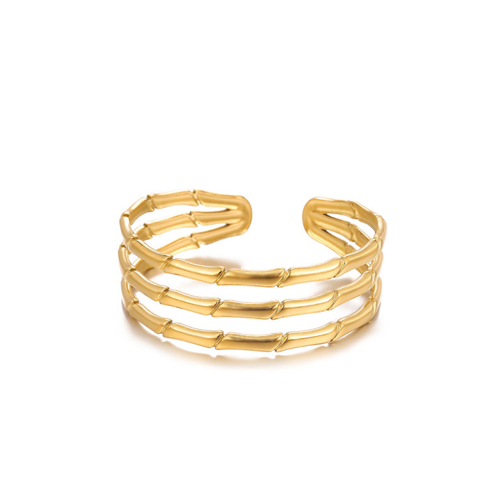Hot-Selling Stainless Steel Gold Plated Bracelet, Unique Gold Plated Open Vintage French Elegant High-End Titanium St...