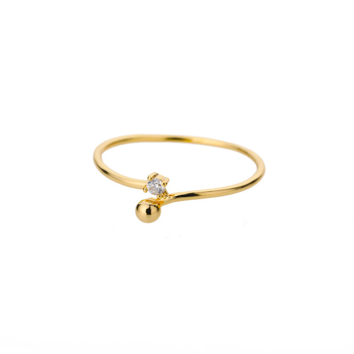 Cross-Border New Geometric Heart-Shaped Zircon Open Ring for Women, Niche Design Index Finger Ring, Internet Celebrity Light Luxury Fashion Jewelry