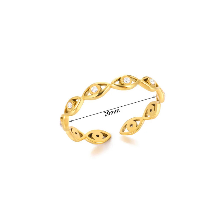 Minimalist Design Ins Trend Fashion Personality Devil's Eye Blue Eyes Open Ring Gold Plated Index Finger Ring