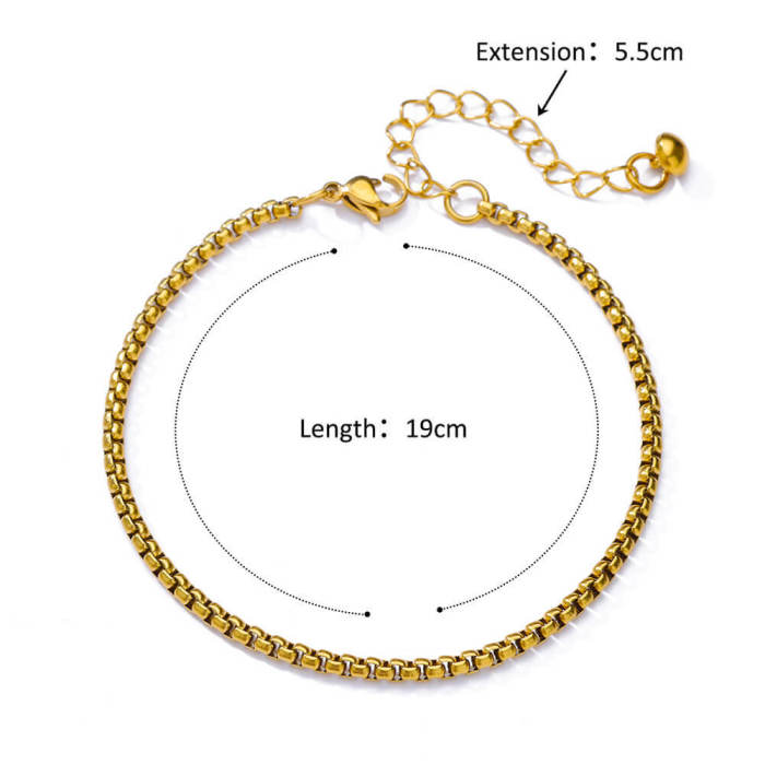 European and American Simple New Anklet Figaro Blade Chain Women's Anklet Titanium Steel Plated 18k Stainless Steel Anklet Jewelry