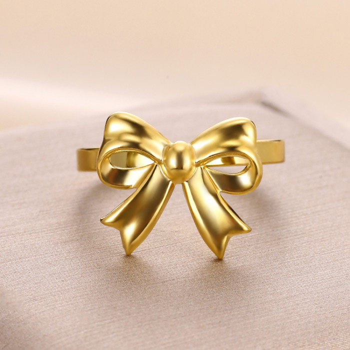 Cross-Border New Product Niche Design Sense Bowknot Ring Female fashion Exquisite Minimalist Versatile Open Ring