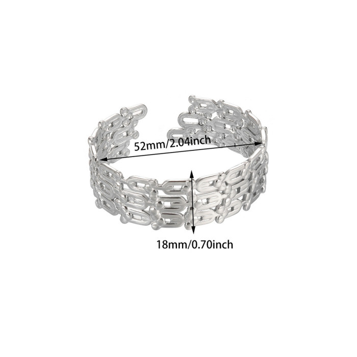 European and American New Style Simple Wide Stainless Steel Open Bracelet Shell Beach Series 18K Gold Titanium Steel Bangle
