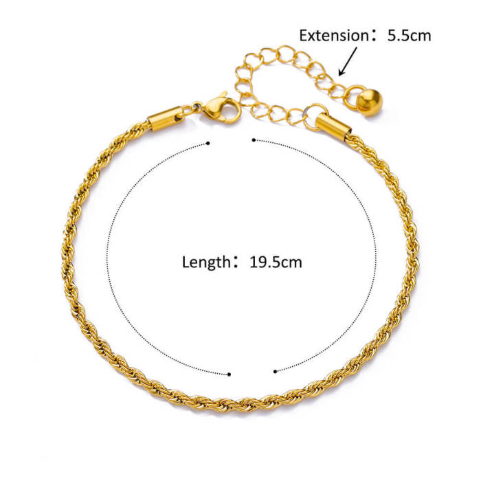 European and American Simple New Anklet Figaro Blade Chain Women's Anklet Titanium Steel Plated 18k Stainless Steel Anklet Jewelry