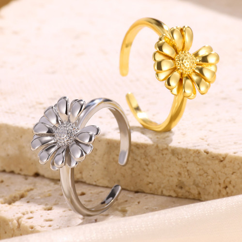 Amazon New Fashion Sunflower Daisy Flower Ring Cross-Border Jewelry Wholesale