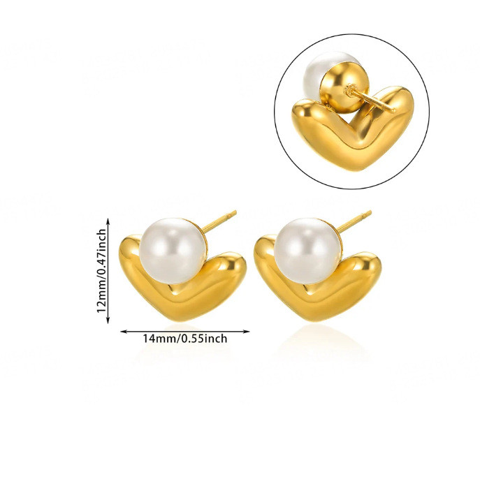 European and American Cross-Border Jewelry Stainless Steel Flower Pearl Ring Exaggerated High-End Feel Ins Geometric Stud Earrings Titanium Steel
