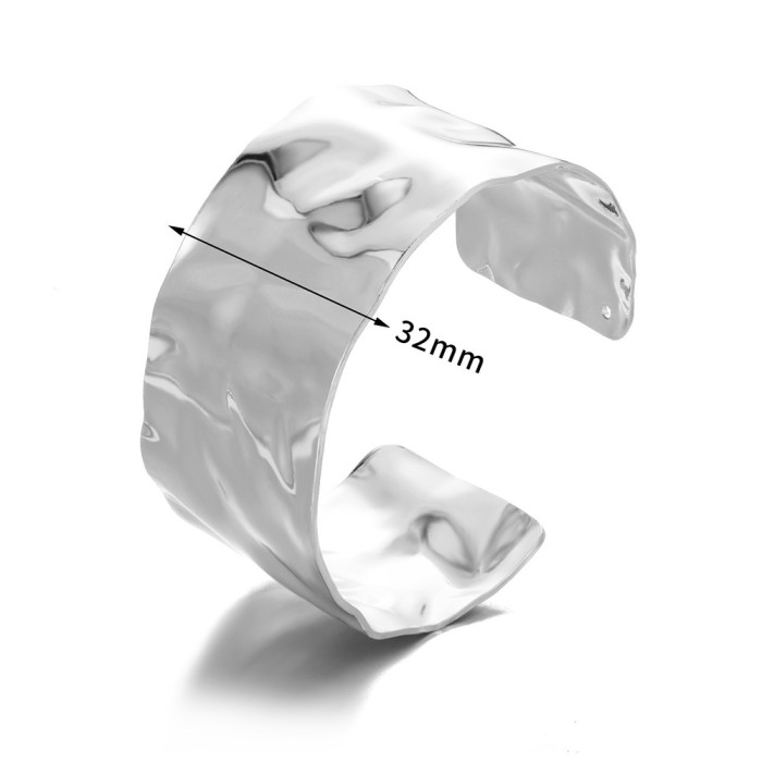 Titanium Steel Wide Adjustable Gold Bracelet for Women Exaggerated High-End Open Bracelet Dropshipping
