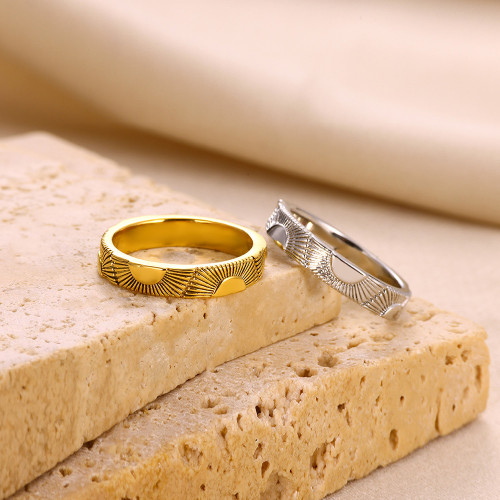 Cross-border New Simple Gold-plated Ring for Men and Women Couple Ring Sunlight Relief Ring Wholesale