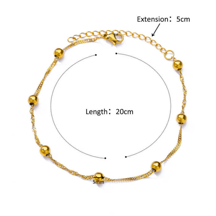 European and American Simple New Anklet Figaro Blade Chain Women's Anklet Titanium Steel Plated 18k Stainless Steel Anklet Jewelry