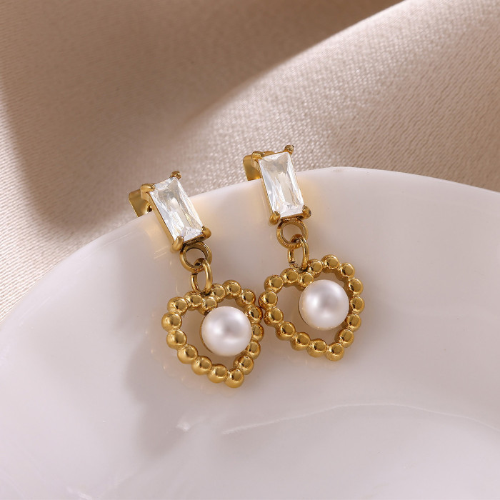 Unique Design High-End Heart-Shaped Earrings Fashionable Personality Temperament Pearl Light Luxury Earrings 2025 Pearl Drop Earrings