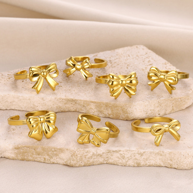 Cross-Border New Product Niche Design Sense Bowknot Ring Female fashion Exquisite Minimalist Versatile Open Ring