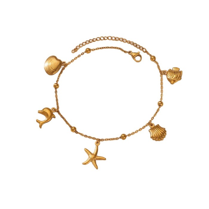 Amazon Cross-Border New Dolphin Starfish Shell Pendant Ocean Series Anklet Casual Summer Beach Ankle Chain