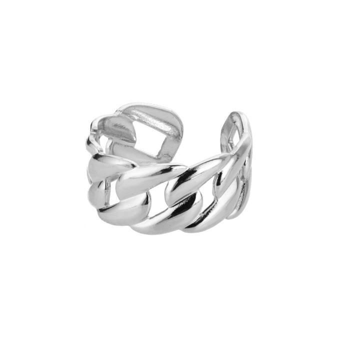 Korean Version Ins Niche Design Sense Minimalist Versatile Irregular Glossy Texture Ring Men and Women Open Adjustable Ring