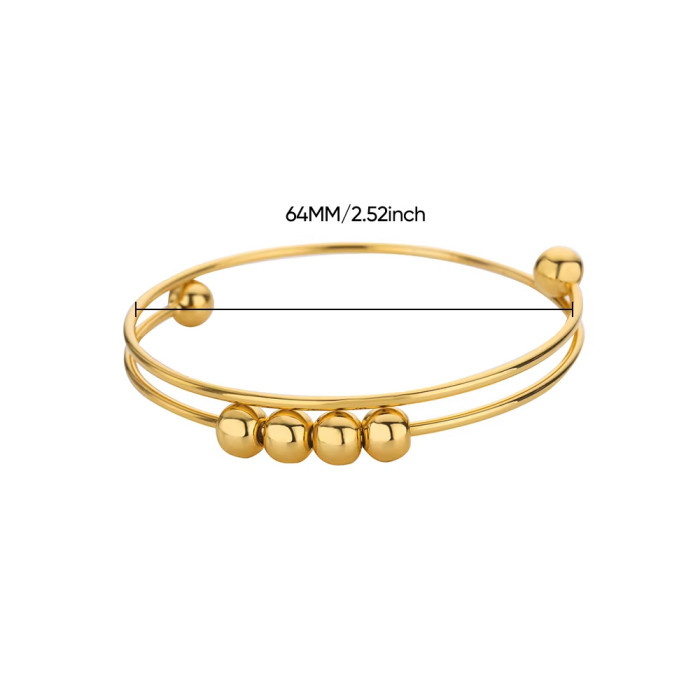 Amazon Hot-Selling Gold-Plated Stress Relief Anti-Anxiety Copper Bead Rotating Bracelet for Women Adjustable Bracelet