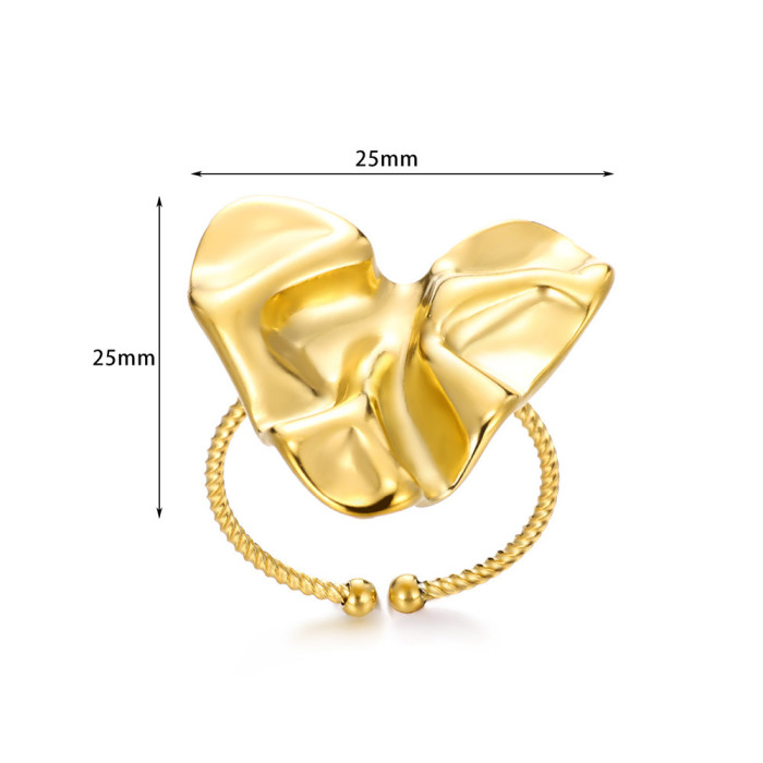 Cross-Border Simple Heart-Shaped Ring Geometric Love Ring European and American Style Love Open Ring Exaggerated Large Ring
