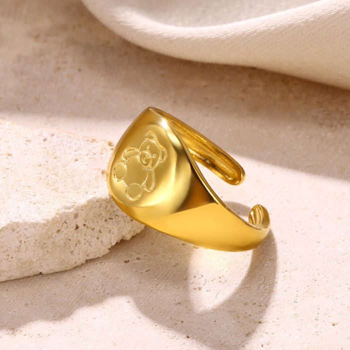 Cross-Border New Snake-Shaped Ring Four-Pointed Star Leaf-Shaped Ring Unisex Open Ring Lava Ring Dropshipping