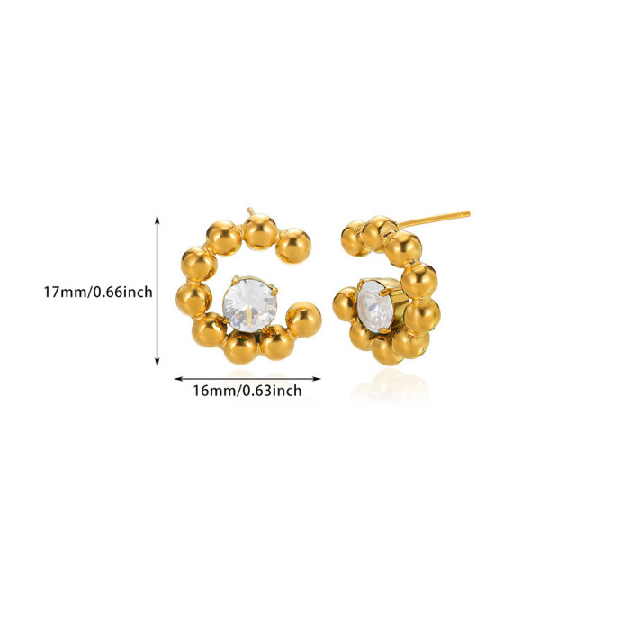 Amazon New Heart-Shaped Zircon Pearl Stud Earrings Flower Drop Earrings for Women Gold-Plated Stainless Steel Earrings Manufacturer Wholesale
