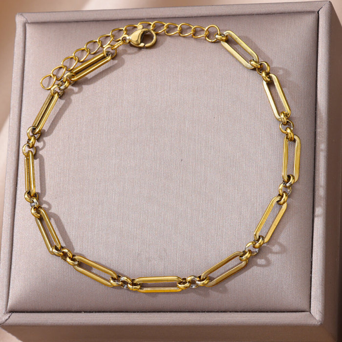 European and American Simple New Anklet Figaro Blade Chain Women's Anklet Titanium Steel Plated 18k Stainless Steel Anklet Jewelry