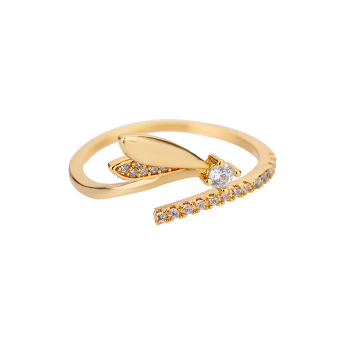Cross-Border New Geometric Heart-Shaped Zircon Open Ring for Women, Niche Design Index Finger Ring, Internet Celebrity Light Luxury Fashion Jewelry