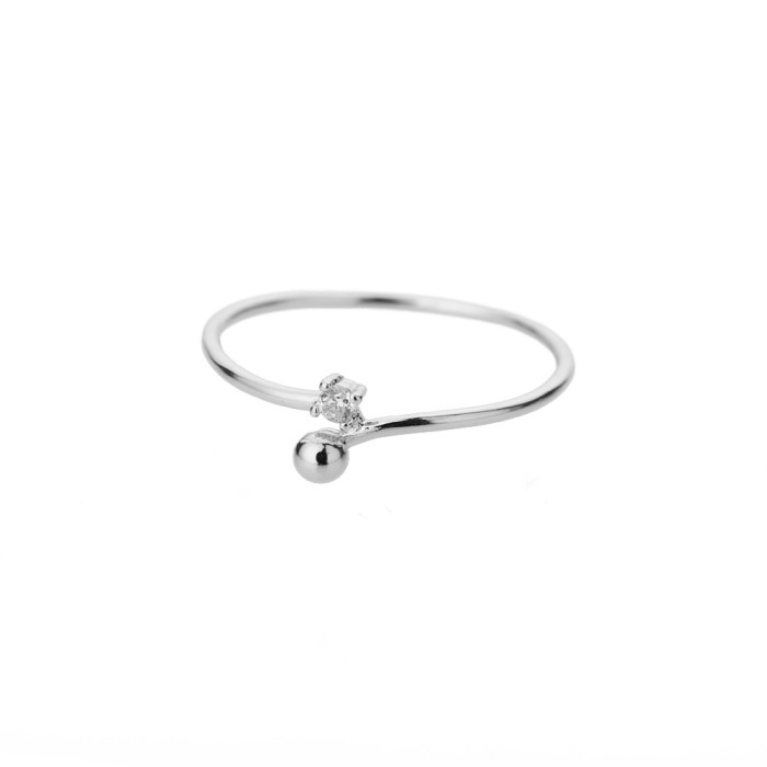 Cross-Border New Geometric Heart-Shaped Zircon Open Ring for Women, Niche Design Index Finger Ring, Internet Celebrity Light Luxury Fashion Jewelry