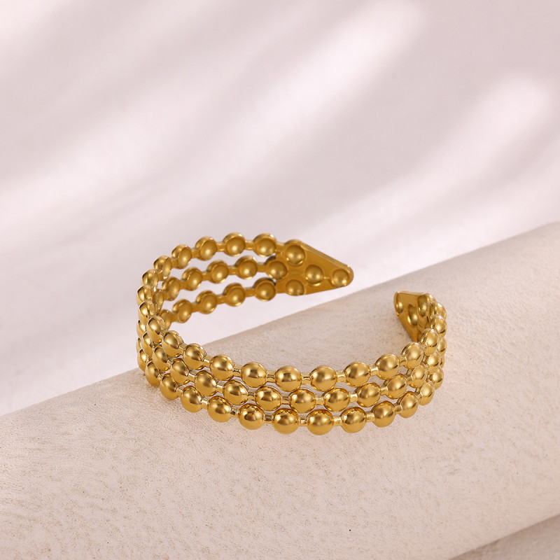 European and American Hot-Selling Stainless Steel Gold-Plated Bracelet, Unique Gold-Plated Open Vintage French Elegant High-End Titanium Steel Jewelry