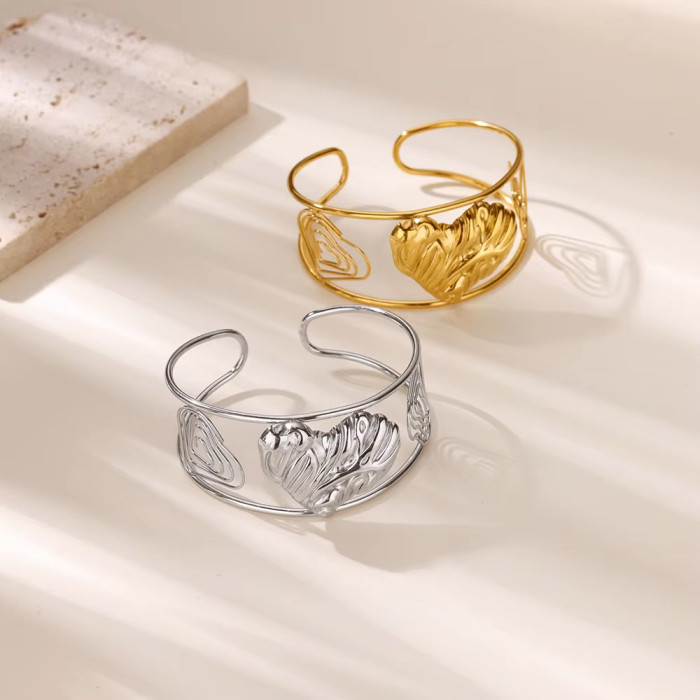 Metal Style Flower Leaf Petal Open Bracelet Elegant Fresh Simple Personality Bowknot Hand Jewelry for Women