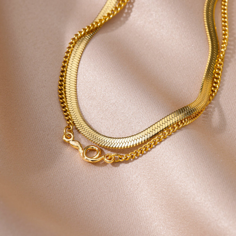 European and American Simple New Anklet Figaro Blade Chain Women's Anklet Titanium Steel Plated 18k Stainless Steel Anklet Jewelry