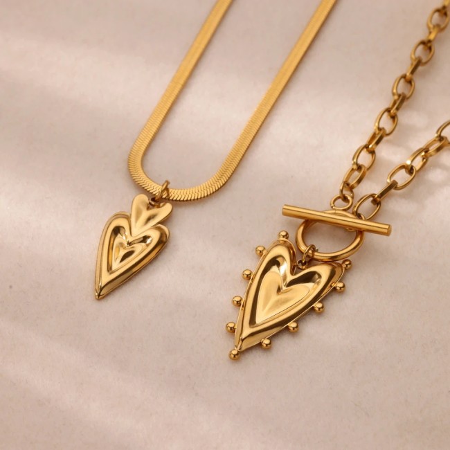 European and American Cross-Border Heart Pendant Niche Design High-End Hip-Hop Retro Fashion Heart-Shaped Collarbone Chain Jewelry