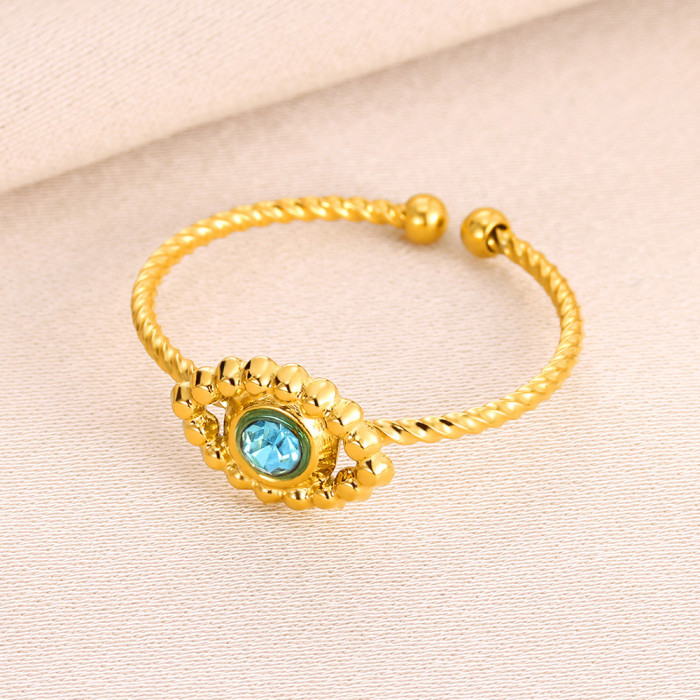 Vintage Niche Round Devil's Eye Ring High-End Style Women's Inlaid Turquoise Ring Wholesale