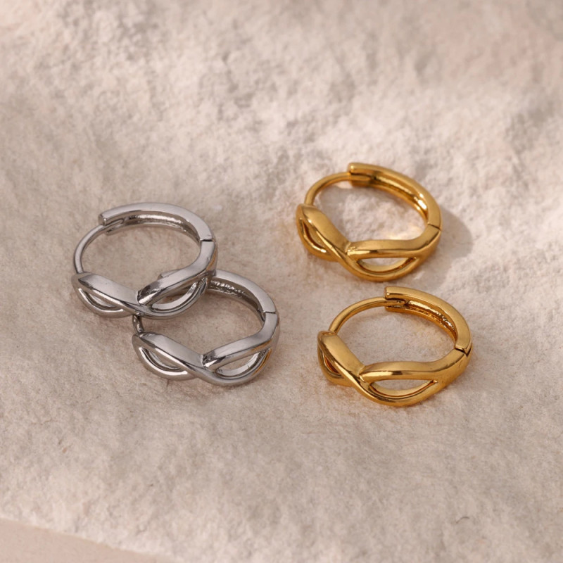 Cross-Border New Trendy Copper Gold-Plated 8-Shape Infinity Hoop Earrings Simple Fashion INS Style Earrings for Women Manufacturer Dropshipping
