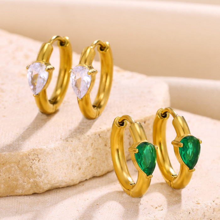 European and American INS Style Green and White Five-Pointed Star Earrings Zircon Earrings Round Heart-Shaped Earrings Women's Water Drop Earrings Dropshipping