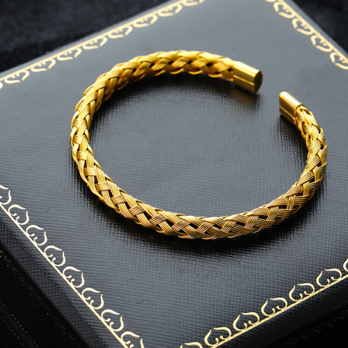 European and American Hot-Selling C-Type Bracelet Woven Fashion Braided Steel Wire Open Bracelet Jewelry Wholesale