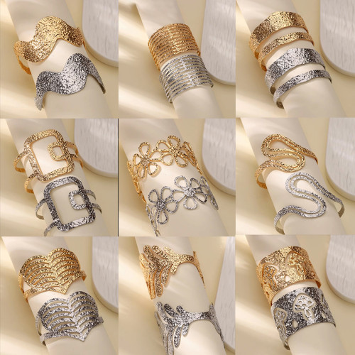 Amazon New Stainless Steel Simple Wide Open Bracelet Cross-Border Street Hip-Hop Exaggerated 18K Gold Plated Bracelet