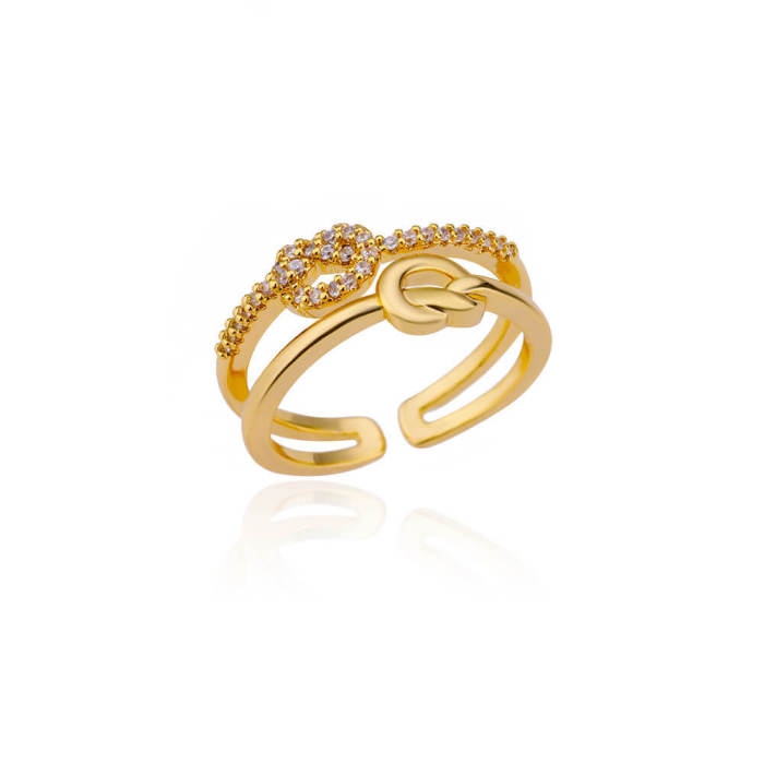 New Style Copper Zircon Light Luxury Ring Geometric Multi-layer Women's Ring Design Sense Niche Personality Ring One...