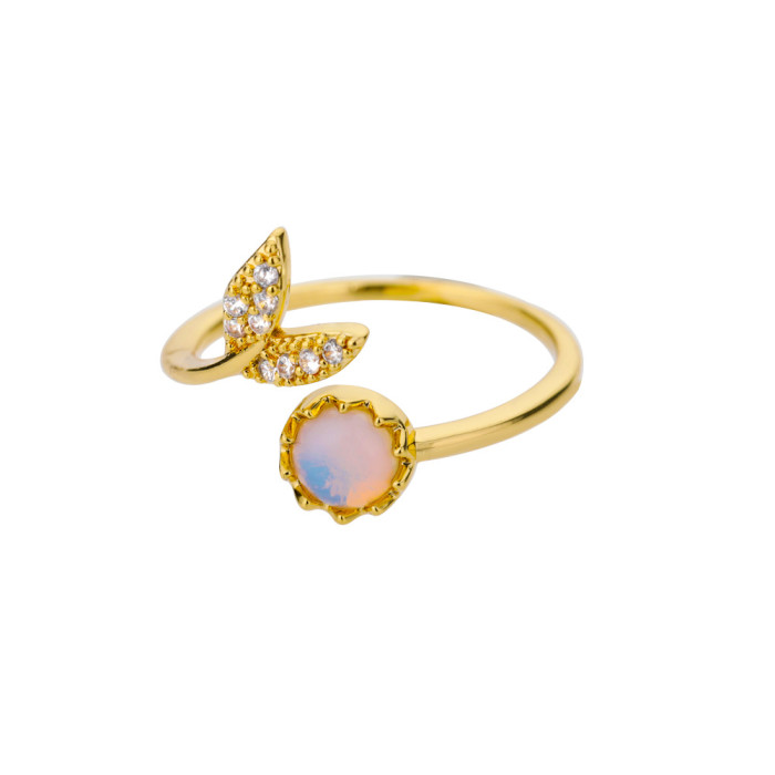 Cross-Border New Geometric Heart-Shaped Zircon Open Ring for Women, Niche Design Index Finger Ring, Internet Celebrity Light Luxury Fashion Jewelry