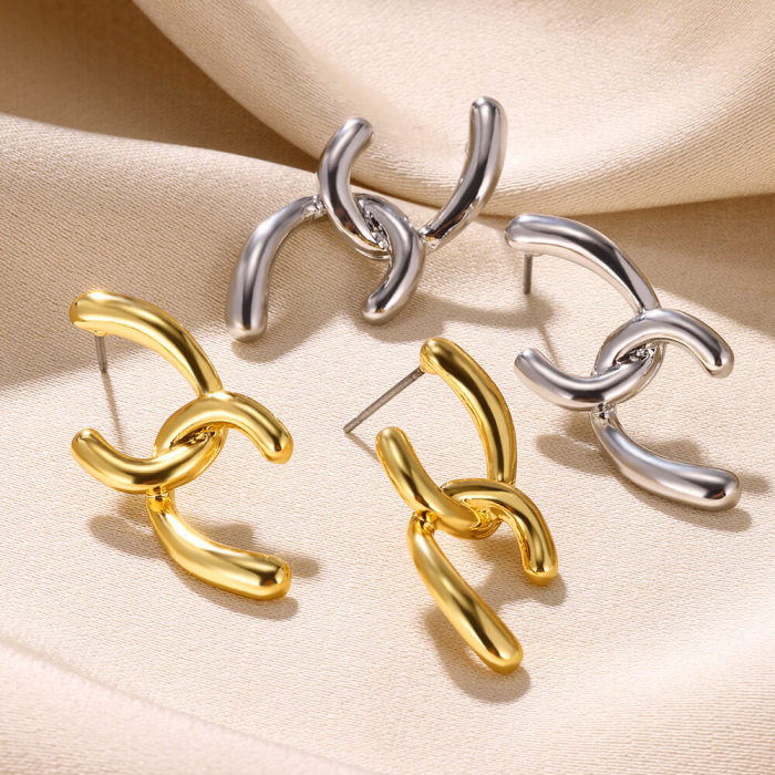 European and American New Style Irregular Cross Geometric Heart Earrings Elegant Fashion High-end Earrings Niche Earrings Wholesale